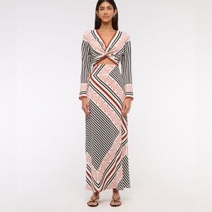 Long-Sleeve Twist-Front Maxi Dress